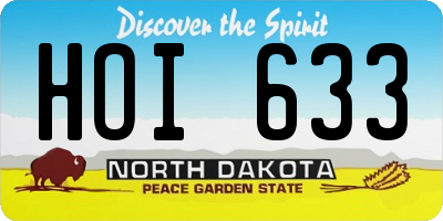 ND license plate HOI633