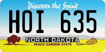 ND license plate HOI635
