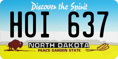 ND license plate HOI637