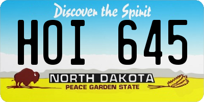 ND license plate HOI645