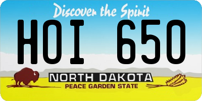 ND license plate HOI650