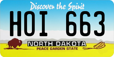 ND license plate HOI663
