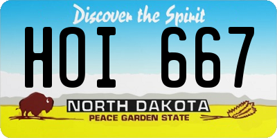 ND license plate HOI667
