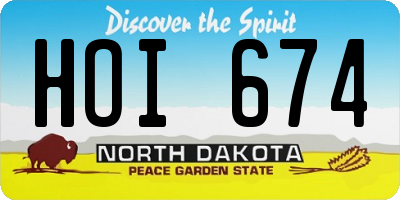 ND license plate HOI674
