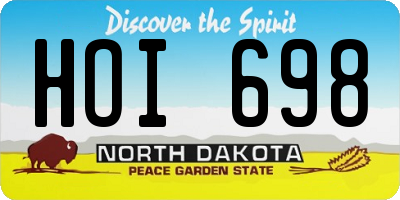 ND license plate HOI698