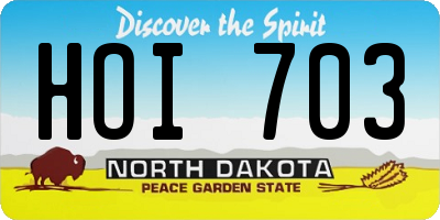 ND license plate HOI703