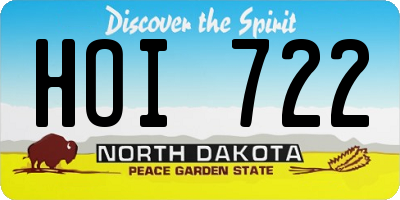 ND license plate HOI722