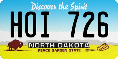 ND license plate HOI726
