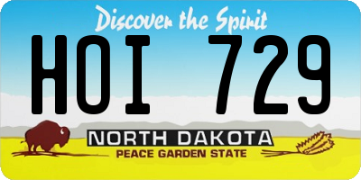 ND license plate HOI729