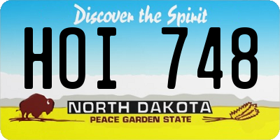 ND license plate HOI748