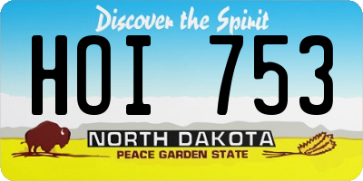 ND license plate HOI753