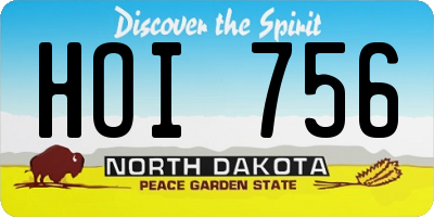 ND license plate HOI756