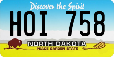 ND license plate HOI758