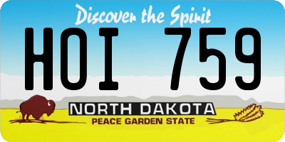 ND license plate HOI759