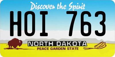 ND license plate HOI763