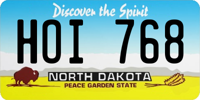 ND license plate HOI768
