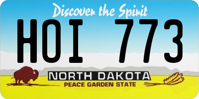 ND license plate HOI773