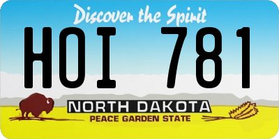 ND license plate HOI781