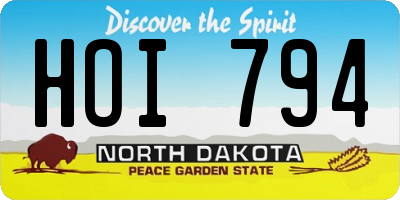ND license plate HOI794