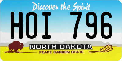 ND license plate HOI796