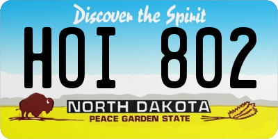 ND license plate HOI802