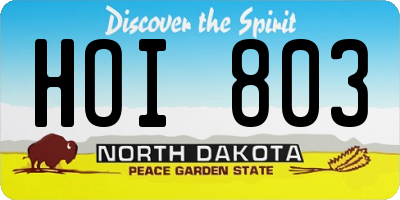 ND license plate HOI803