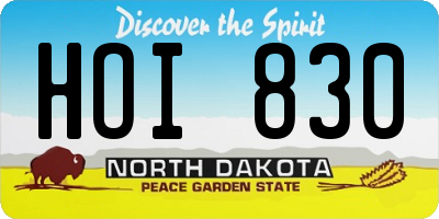 ND license plate HOI830