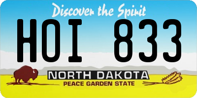 ND license plate HOI833