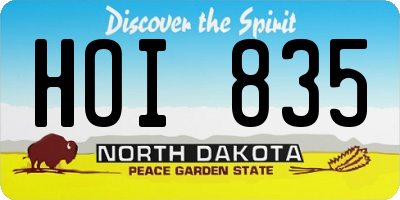 ND license plate HOI835