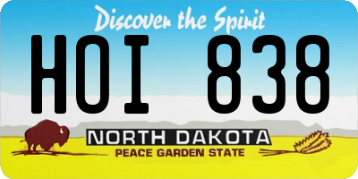 ND license plate HOI838
