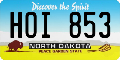 ND license plate HOI853