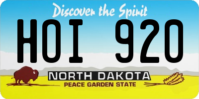 ND license plate HOI920