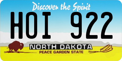 ND license plate HOI922