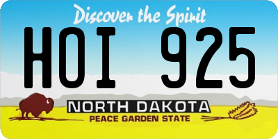 ND license plate HOI925