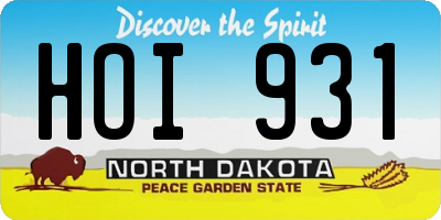 ND license plate HOI931