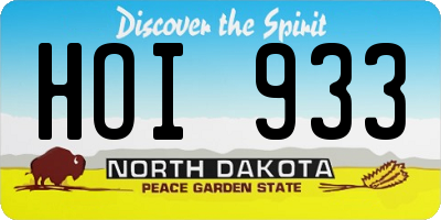 ND license plate HOI933