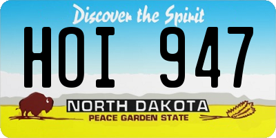 ND license plate HOI947