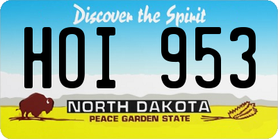 ND license plate HOI953