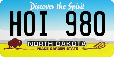 ND license plate HOI980