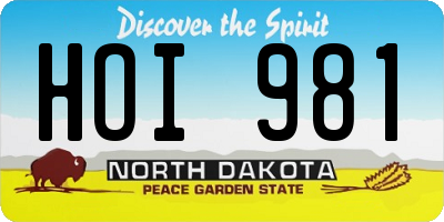 ND license plate HOI981