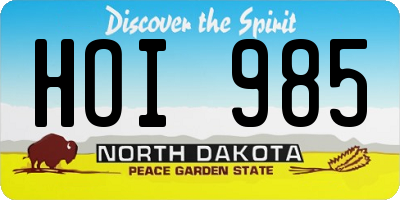 ND license plate HOI985