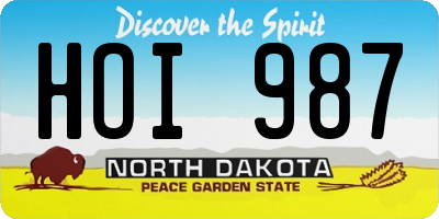 ND license plate HOI987