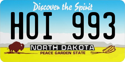 ND license plate HOI993