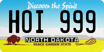 ND license plate HOI999