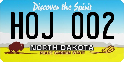 ND license plate HOJ002