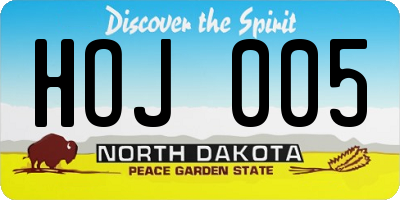 ND license plate HOJ005