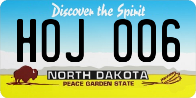 ND license plate HOJ006