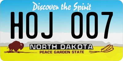 ND license plate HOJ007