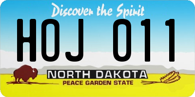ND license plate HOJ011