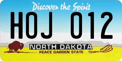 ND license plate HOJ012